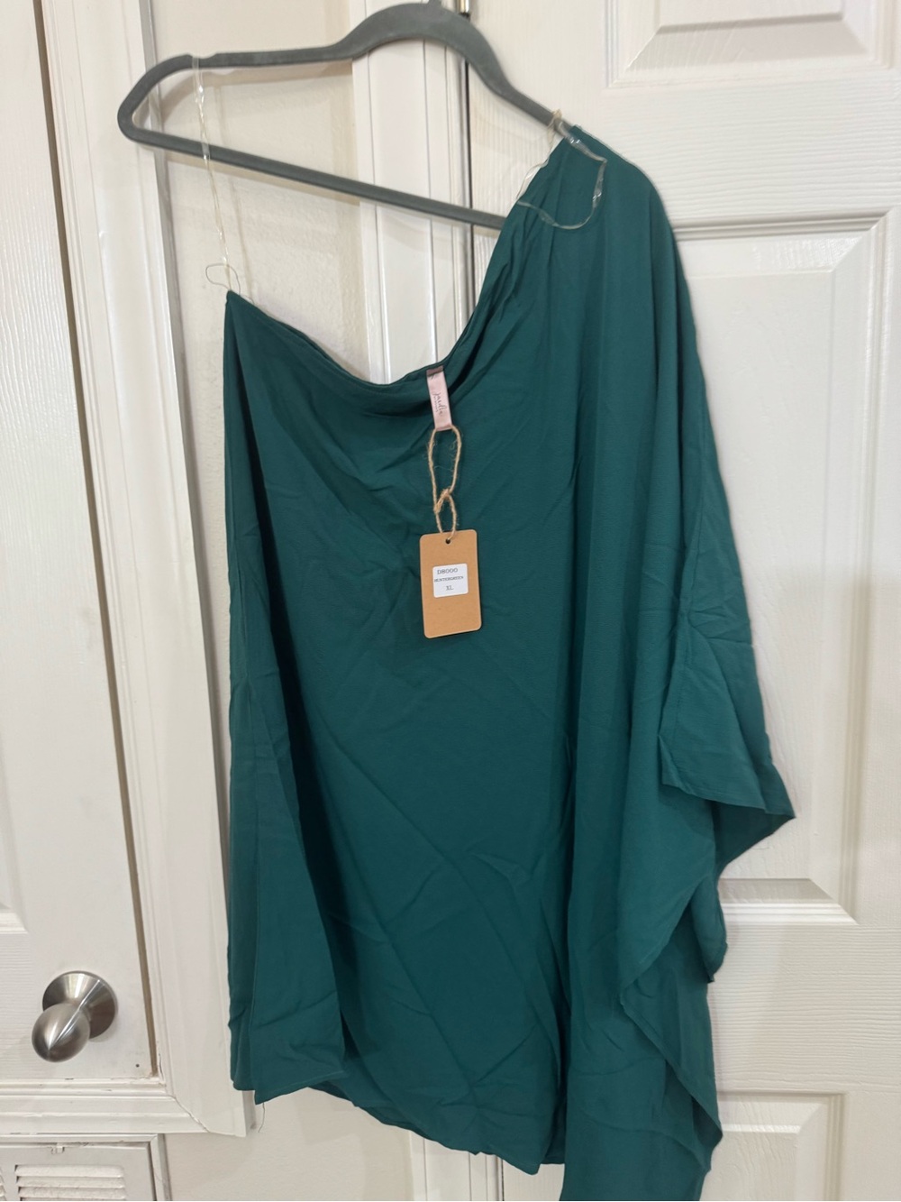 One-Shoulder Teal Green Draped Top